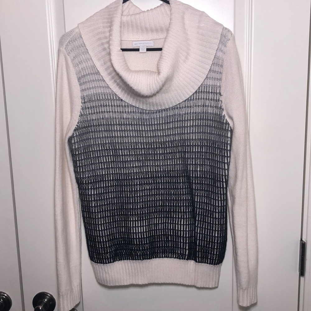 NY&CO Women’s cowl neck winter white sweater with ombre looping
